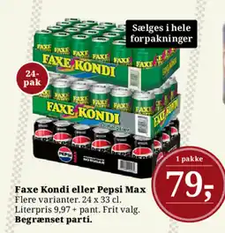 Dagli'Brugsen Faxe Kondi eller Pepsi Max tilbud