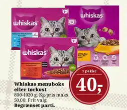 Dagli'Brugsen Whiskas menuboks eller tørkost tilbud