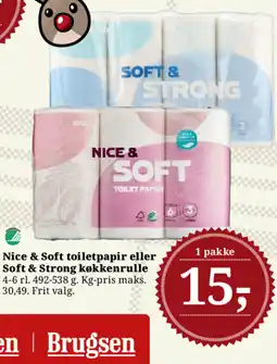 Dagli'Brugsen Nice & Soft toiletpapir eller Soft & Strong køkkenrulle tilbud