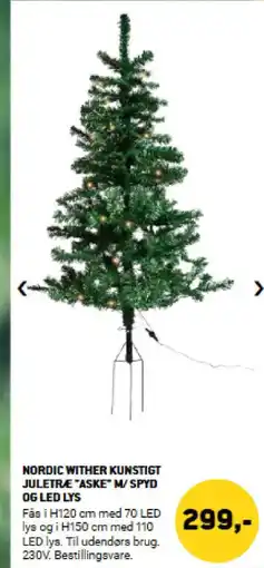 XL-BYG Nordic wither kunstigt juletræe "aske" m/spyd og led lys tilbud