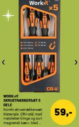 XL-BYG Work>it skruetrækkersæt 5 dele tilbud