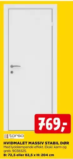 jem & fix HVIDMALET MASSIV STABIL DØR, DKK 769 tilbud