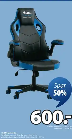 JYSK VOJENS gamer-stol, DKK 600 tilbud
