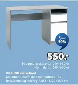 JYSK BILLUND skrivebord, DKK 550 tilbud