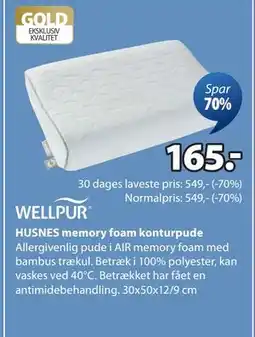 JYSK HUSNES memory foam konturpude, DKK 165 tilbud