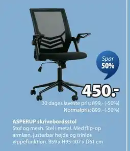 JYSK ASPERUP skrivebordsstol, DKK 450 tilbud