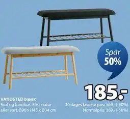 JYSK VANDSTED bænk, DKK 185 tilbud