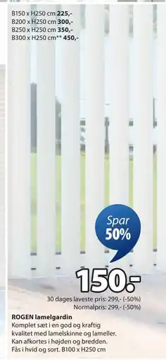 JYSK ROGEN lamelgardin tilbud