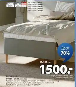 JYSK DINGLA + EKSO boxmadras, DKK 1500 tilbud
