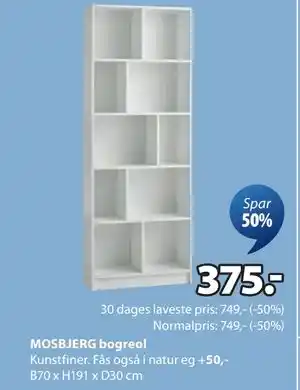 JYSK MOSBJERG bogreol, DKK 375 tilbud