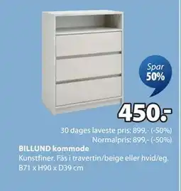 JYSK BILLUND kommode, DKK 450 tilbud