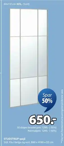 JYSK STUDSTRUP spejl, DKK 650 tilbud