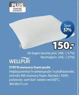 JYSK STRYN memory foam pude, DKK 150 tilbud
