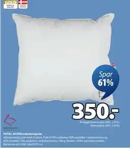 JYSK ROYAL SILVER andedunspude, DKK 350 tilbud