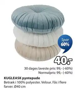 JYSK KUGLEASK pyntepude, DKK 40 tilbud