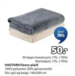 JYSK HAGTORN fleece-plaid, DKK 50 tilbud