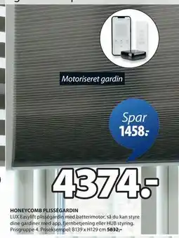 JYSK HONEYCOMB PLISSÉGARDIN, DKK 4374 tilbud