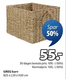 JYSK GREG kurv, DKK 55 tilbud