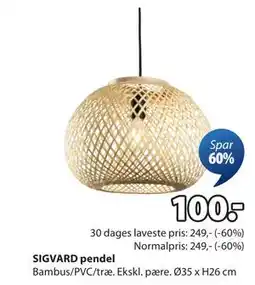 JYSK SIGVARD pendel, DKK 100 tilbud