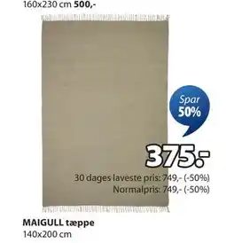 JYSK MAIGULL tæppe tilbud