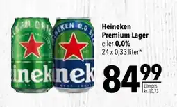 Citti Heineken Premium Lager eller 0,0%, DKK 84.99 tilbud