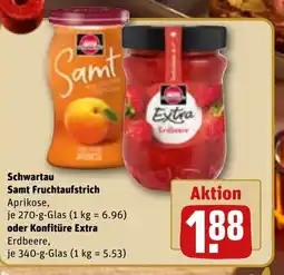 REWE DE Schwartau Samt Fruchtaufstrich , oder Konfitüre Extra tilbud