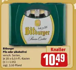 REWE DE Bitburger Pils oder alkoholfrei tilbud