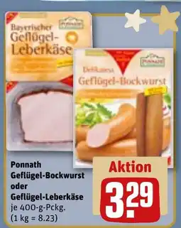 REWE DE Ponnath Geflügel-Bockwurst oder Geflügel-Leberkäse tilbud