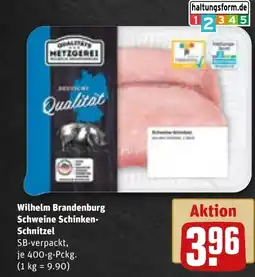 REWE DE Wilhelm Brandenburg Schweine Schinken- Schnitzel tilbud
