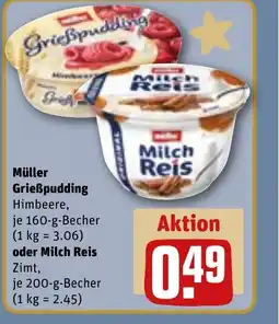 REWE DE Müller Grießpudding , oder Milch Reis Zimt tilbud