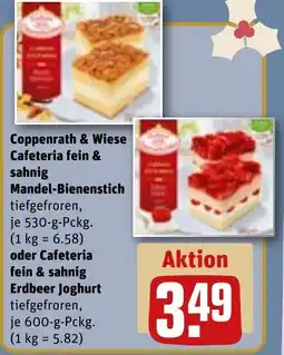 REWE DE Coppenrath & wiese cafeteria fein & sahnig mandel-bienenstich tiefgefroren,oder Cafeteria fein & sahnig Erdbeer Joghurt tilbud