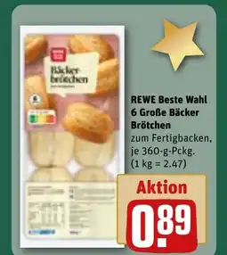 REWE DE REWE Beste Wahl 6 Große Bäcker Brötchen tilbud
