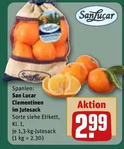 REWE DE Spanien: San Lucar Clementinen im Jutesack tilbud