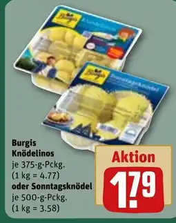 REWE DE Burgis Knödelinos , oder Sonntagsknödel tilbud