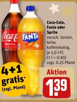 REWE DE Coca-Cola, Fanta oder Sprite tilbud