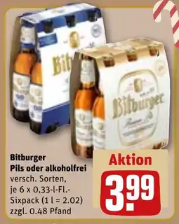 REWE DE Bitburger Pils oder alkoholfrei tilbud