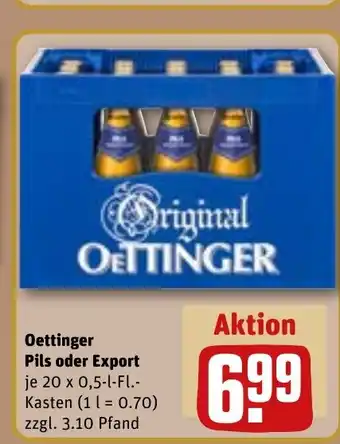 REWE DE Oettinger Pils oder Export tilbud
