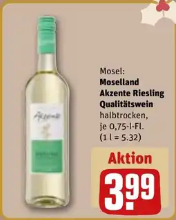 REWE DE Mosel: Moselland Akzente Riesling Qualitätswein tilbud