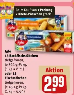 REWE DE Iglo 13 Backfischstäbchen , oder 15 Fischstäbchen tilbud