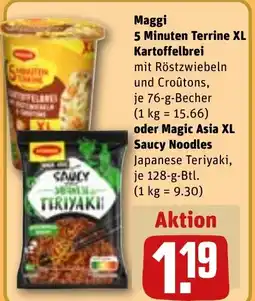 REWE DE Maggi 5 Minuten Terrine XL Kartoffelbrei , oder Magic Asia XL Saucy Noodles tilbud