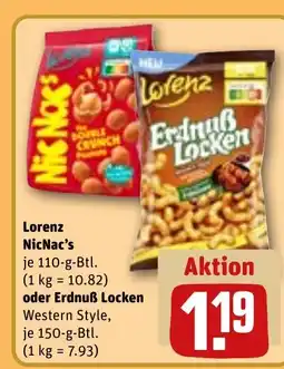 REWE DE Lorenz NicNac's , oder Erdnuẞ Locken Western Style, tilbud