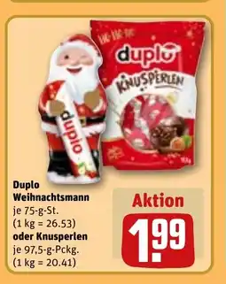 REWE DE Duplo Weihnachtsmann ,oder Knusperlen tilbud