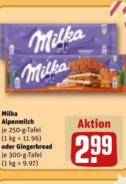 REWE DE Milka Alpenmilch , oder Gingerbread tilbud