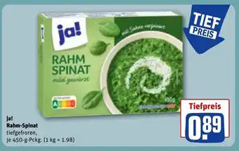 REWE DE ja! Rahm-Spinat tilbud