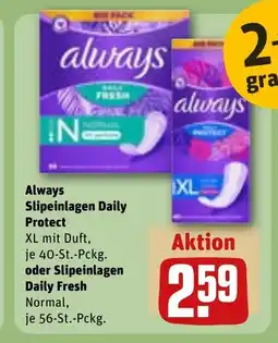 REWE DE Always Slipeinlagen Daily Protect , oder Slipeinlagen Daily Fresh tilbud