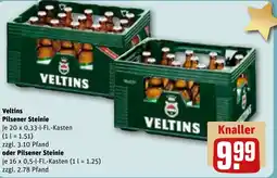 REWE DE Veltins Pilsener Steinie , oder Pilsener Steinie tilbud