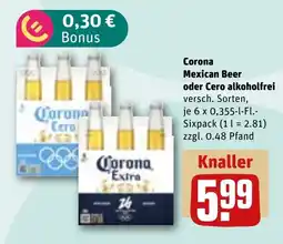 REWE DE Corona Mexican Beer oder Cero alkoholfrei tilbud