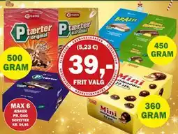 Købmandsgården Carletti Brazil, Skum Bananer og P-tærter - forskellige slags, DKK 39 tilbud