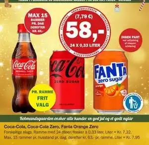 Coca-Cola, Coca-Cola Zero, Fanta Orange Zero, DKK 58