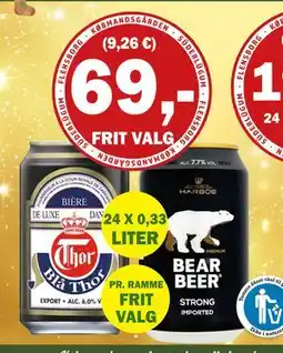 Købmandsgården Blå Thor, Harboe Bear Beer 7,7%, DKK 69 tilbud